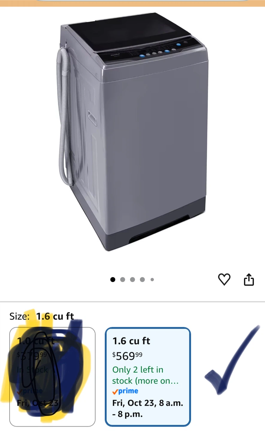 Comfee 1.6 cu ft Portable Washing Machine - photo 2