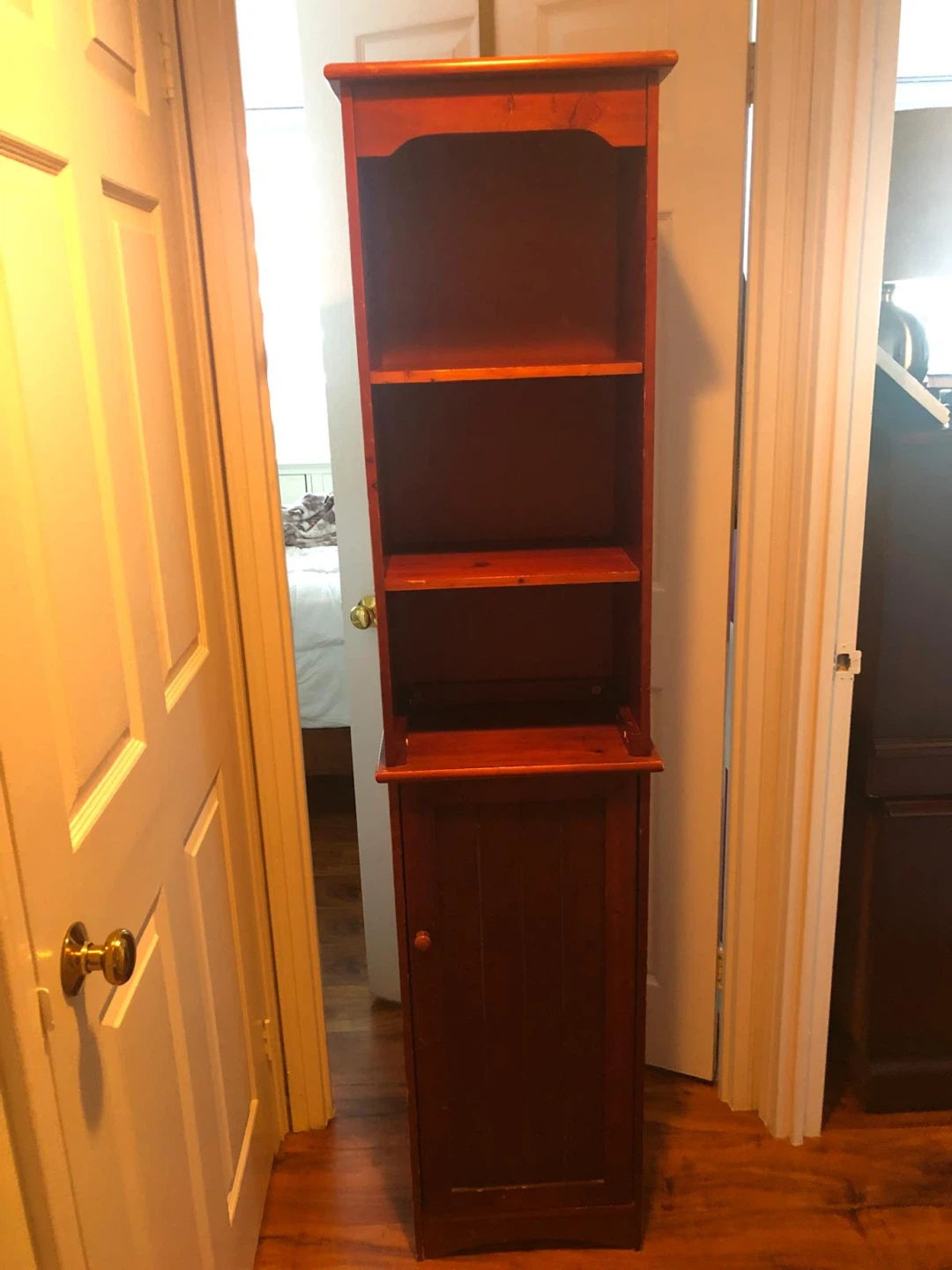 Tall wooden storage shelf cabinet - photo 2