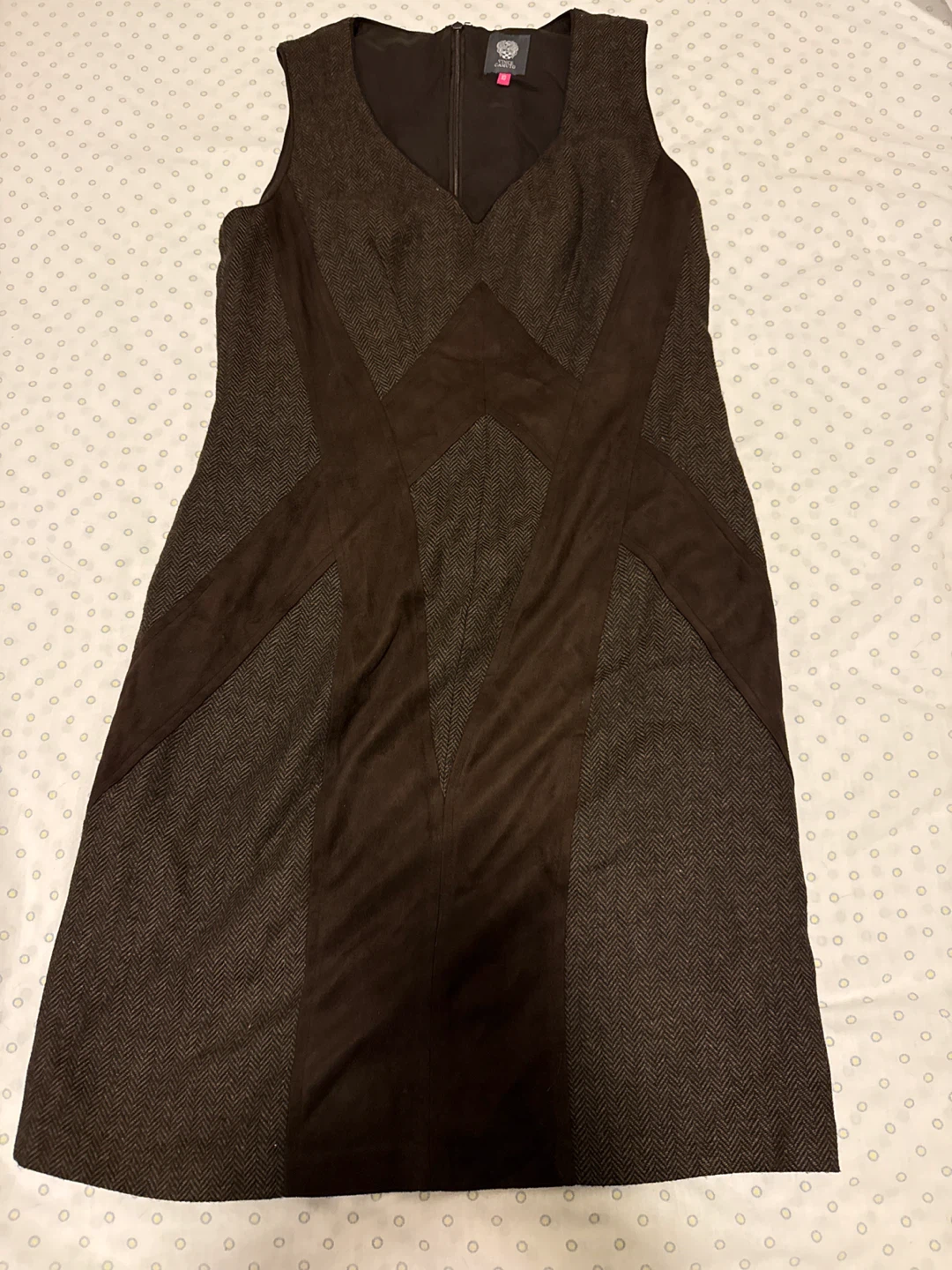 Vince Camuto Brown Herringbone Sleeveless Dress Size 10