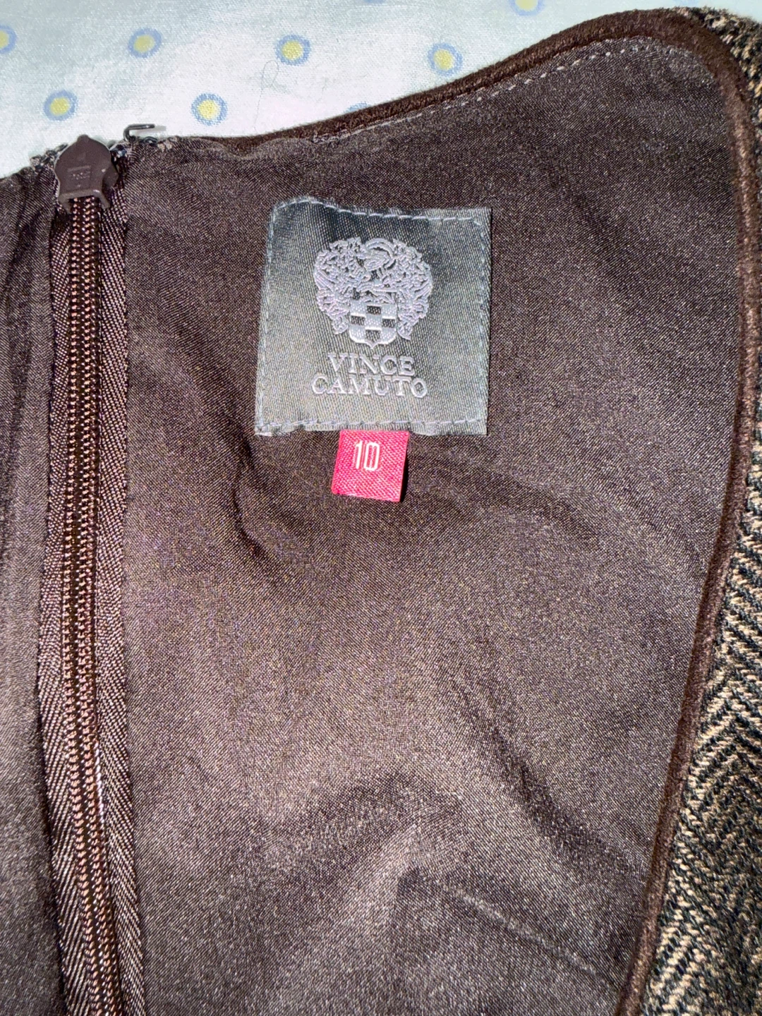 Vince Camuto Brown Herringbone Sleeveless Dress Size 10 - photo 2