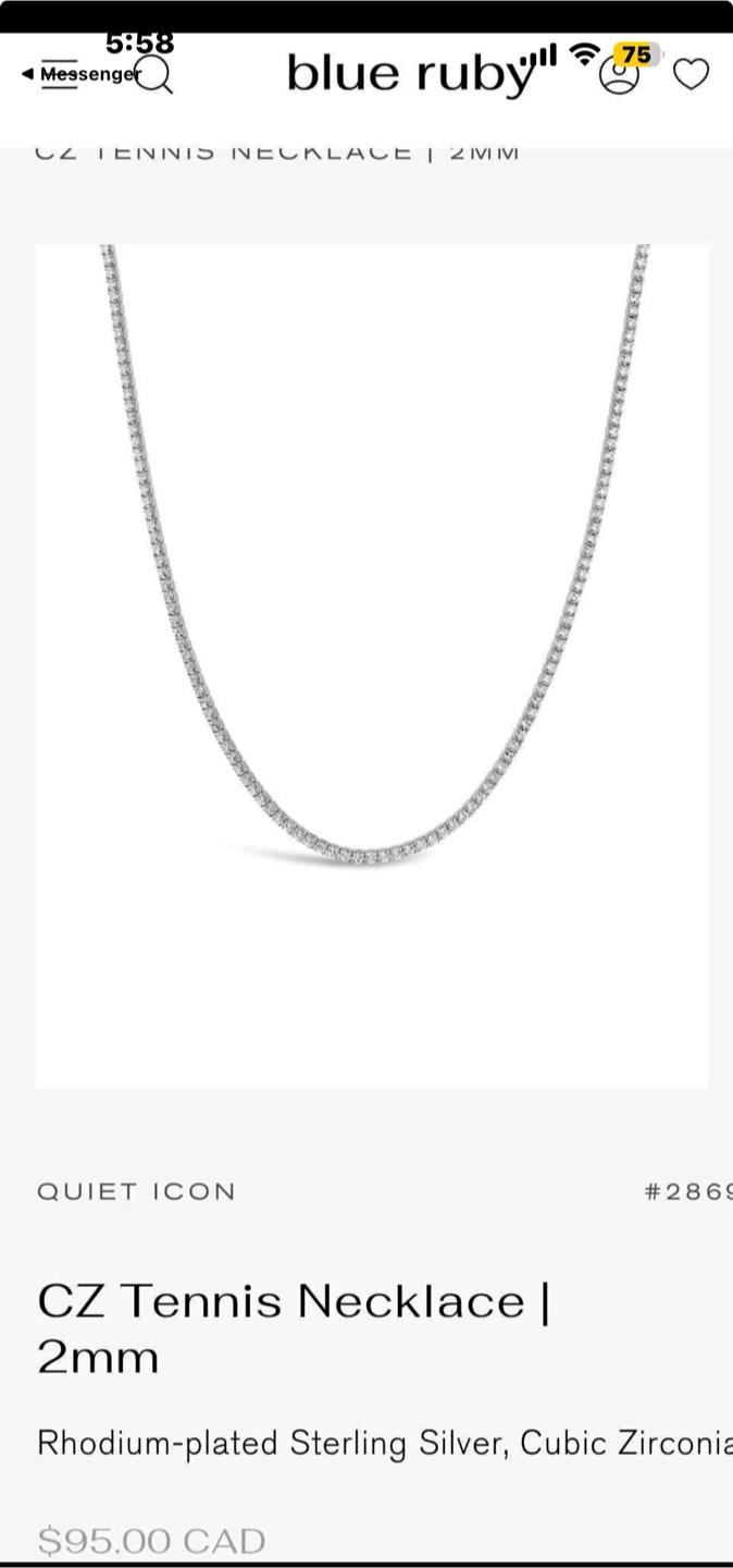 Blue Ruby CZ Tennis Necklace - photo 2