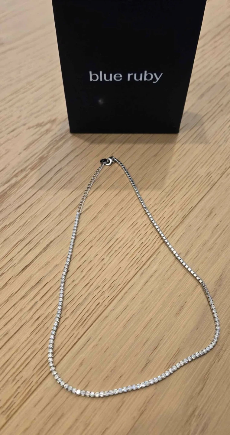 Blue Ruby CZ Tennis Necklace - photo 3