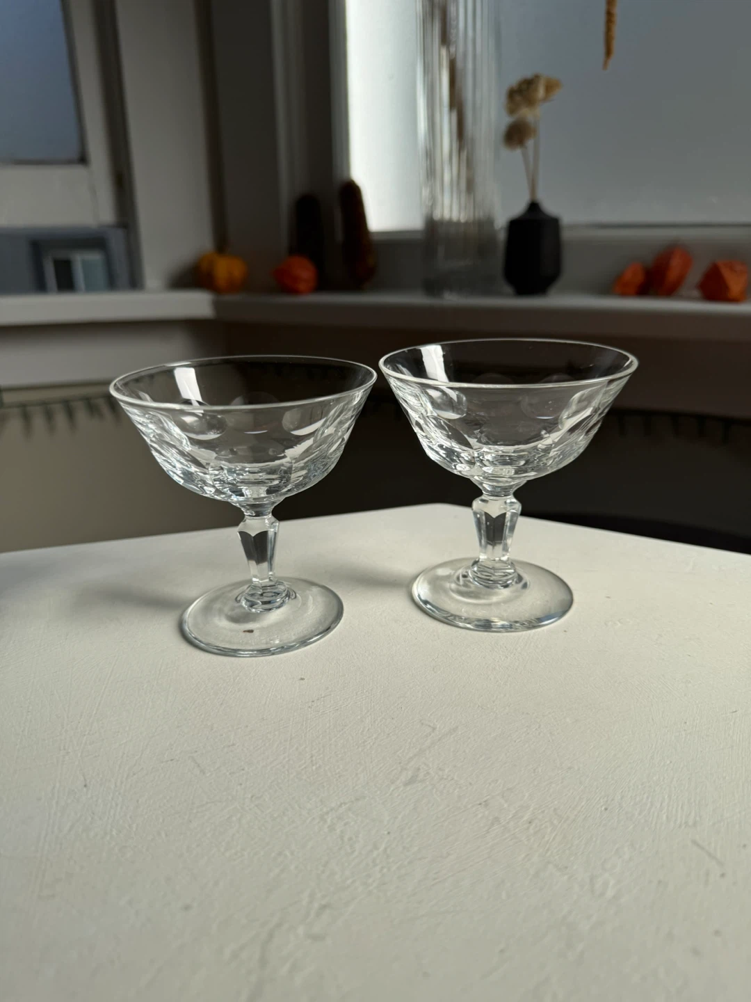 Round cut crystal champagne coupes - set of 2