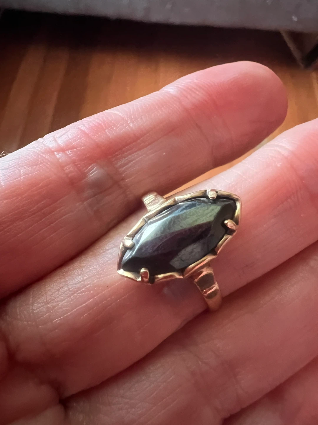 10K Gold Marquise Cut Black Alaskan  Ring - photo 2