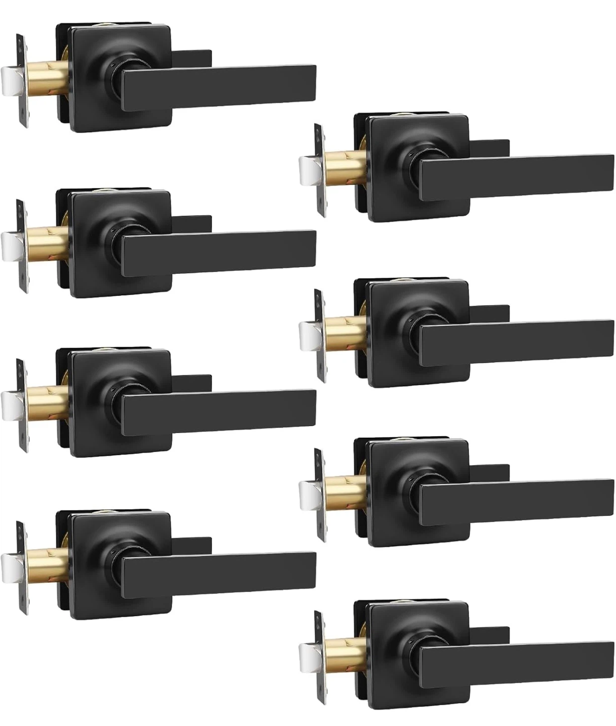 GOBEKOR 8 Pack Matte Black Passage Door Handles