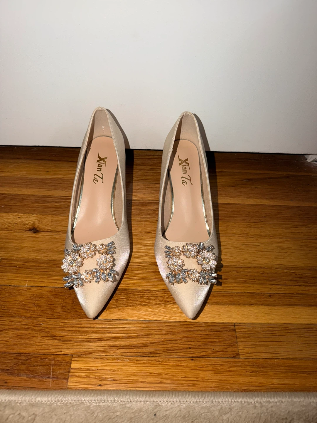 Elegant Satin Embellished Heels