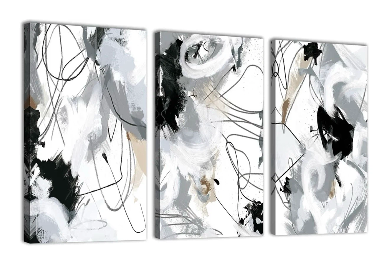 3 seater L shaped couch and Abstract Canvas Wall Art Set - photo 3