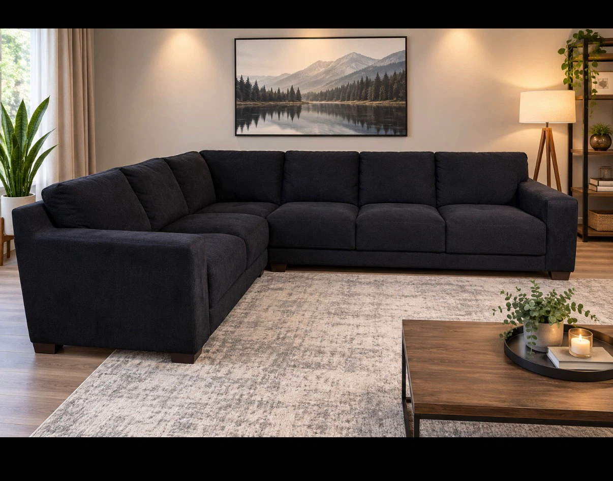 Black Sectional Sofa ( Delivery Available )