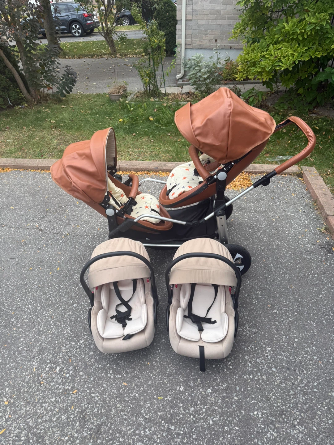 Double Stroller with Two Infant Car Seats - photo 2