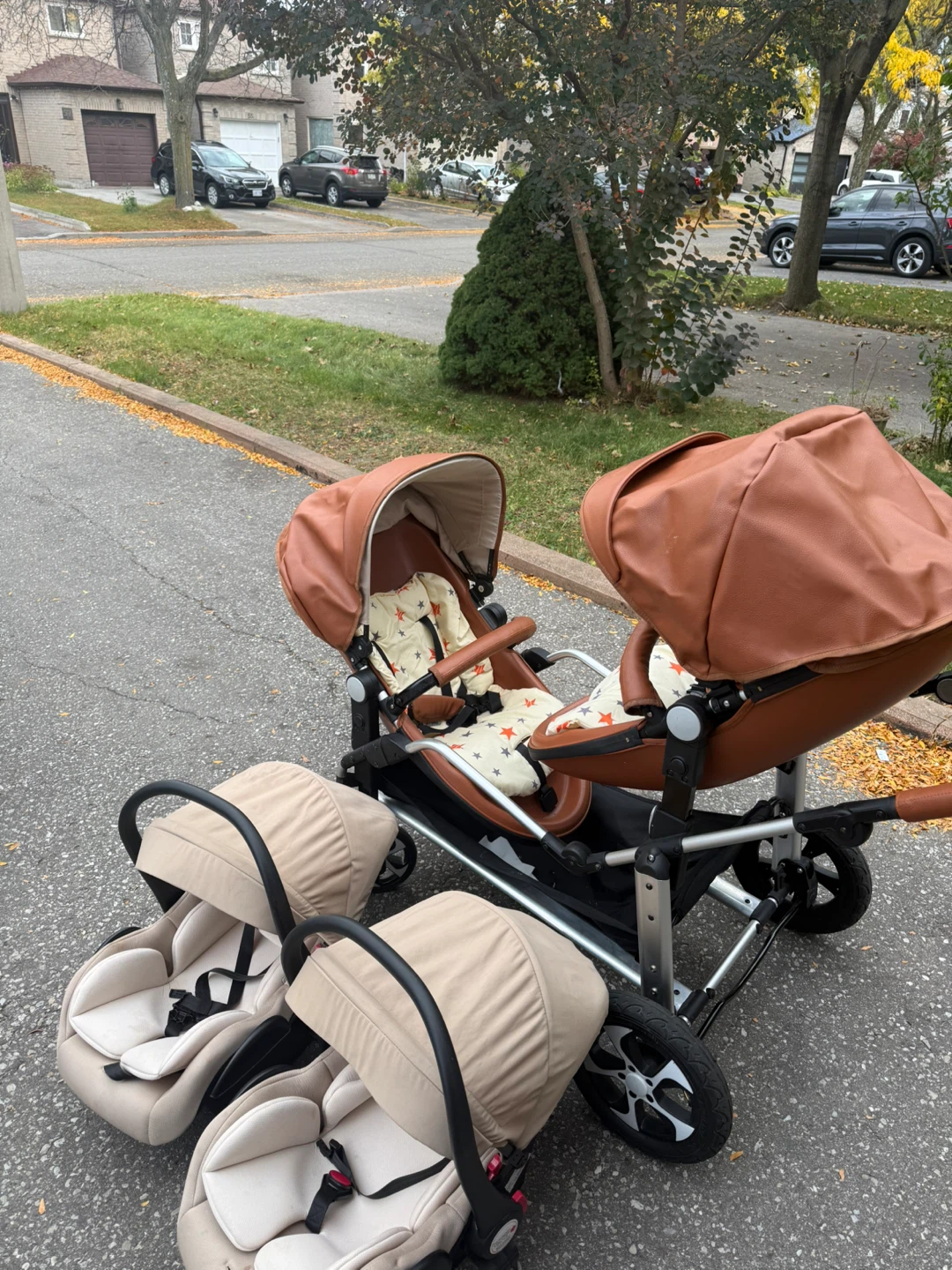 Double Stroller with Two Infant Car Seats - photo 3