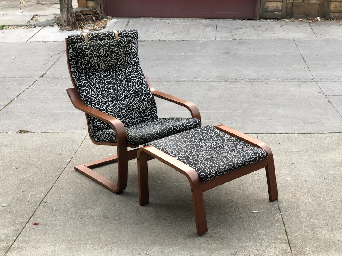 IKEA Poang chair with footstool
