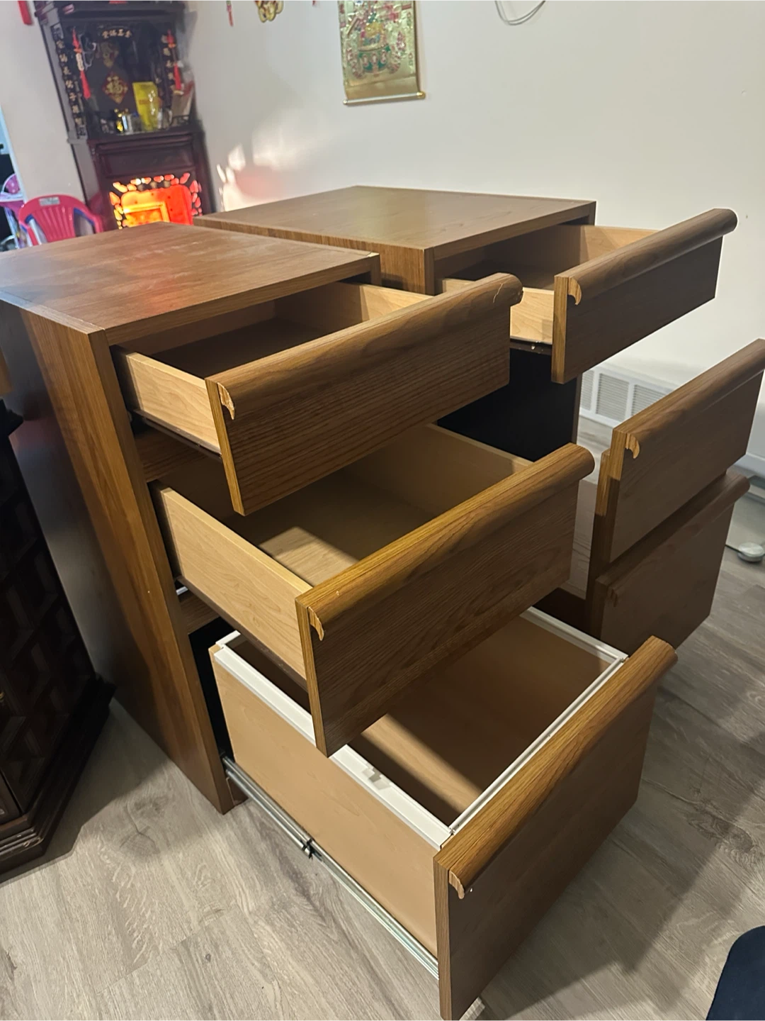 Wood Grain Multi-Drawer Storage Unit