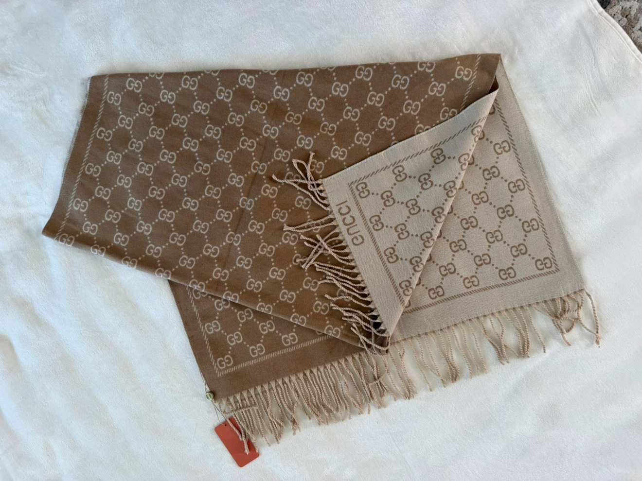 Gucci GG Logo Reversible Cashmere Scarf Brand New with tag