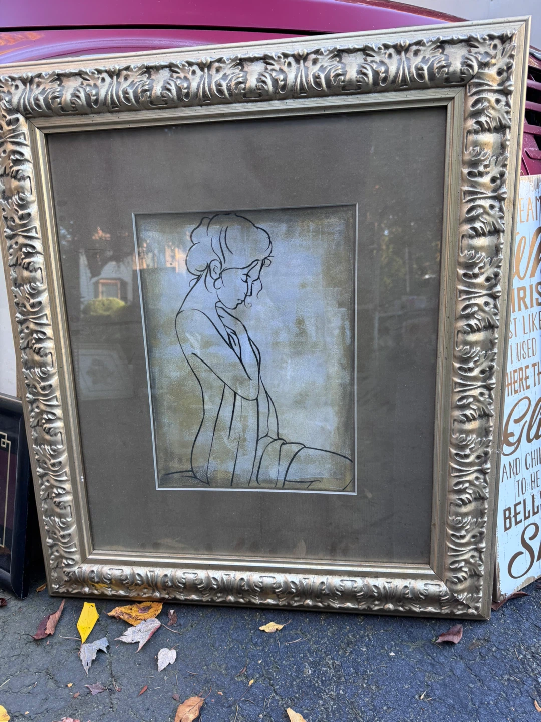 Framed Minimalist Line Art Drawing