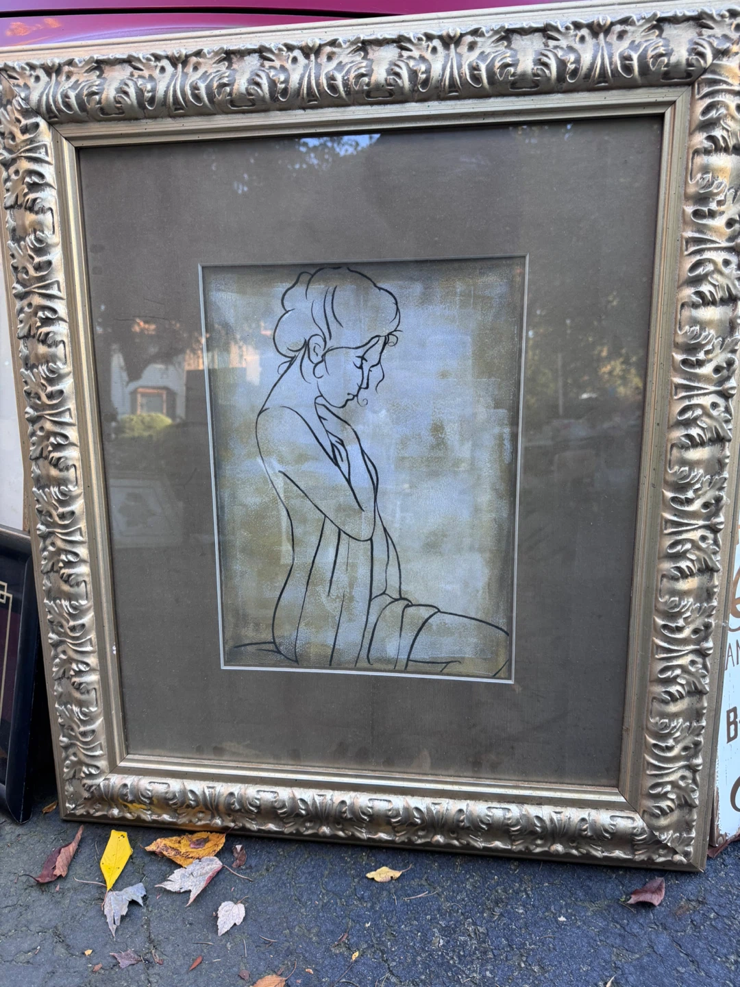 Framed Minimalist Line Art Drawing - photo 2