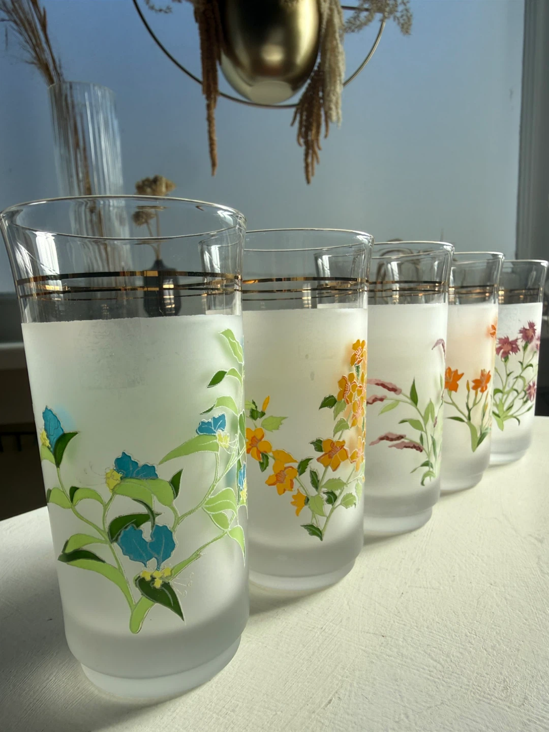 Vintage small frosted glass tumblers - set of 5 - photo 2