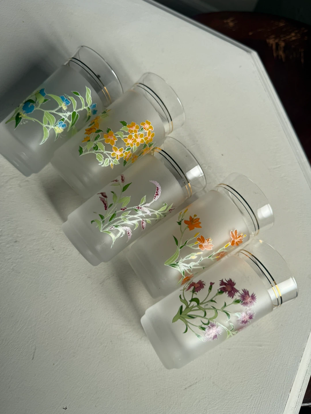 Vintage small frosted glass tumblers - set of 5 - photo 3