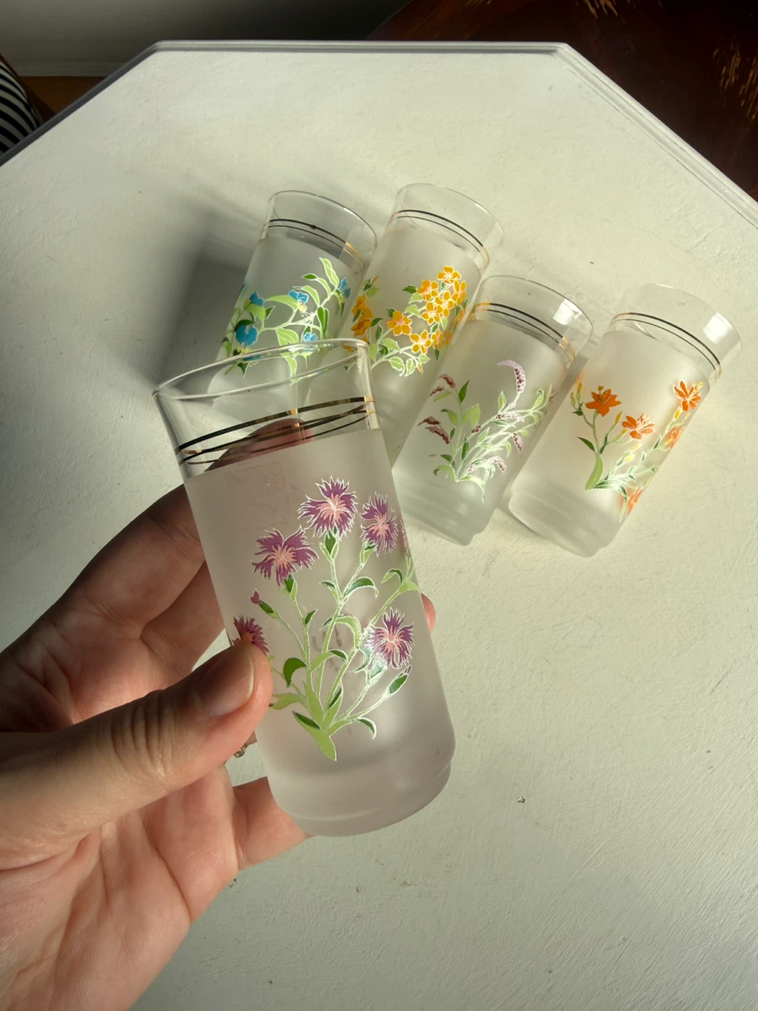 Vintage small frosted glass tumblers - set of 5 - photo 4