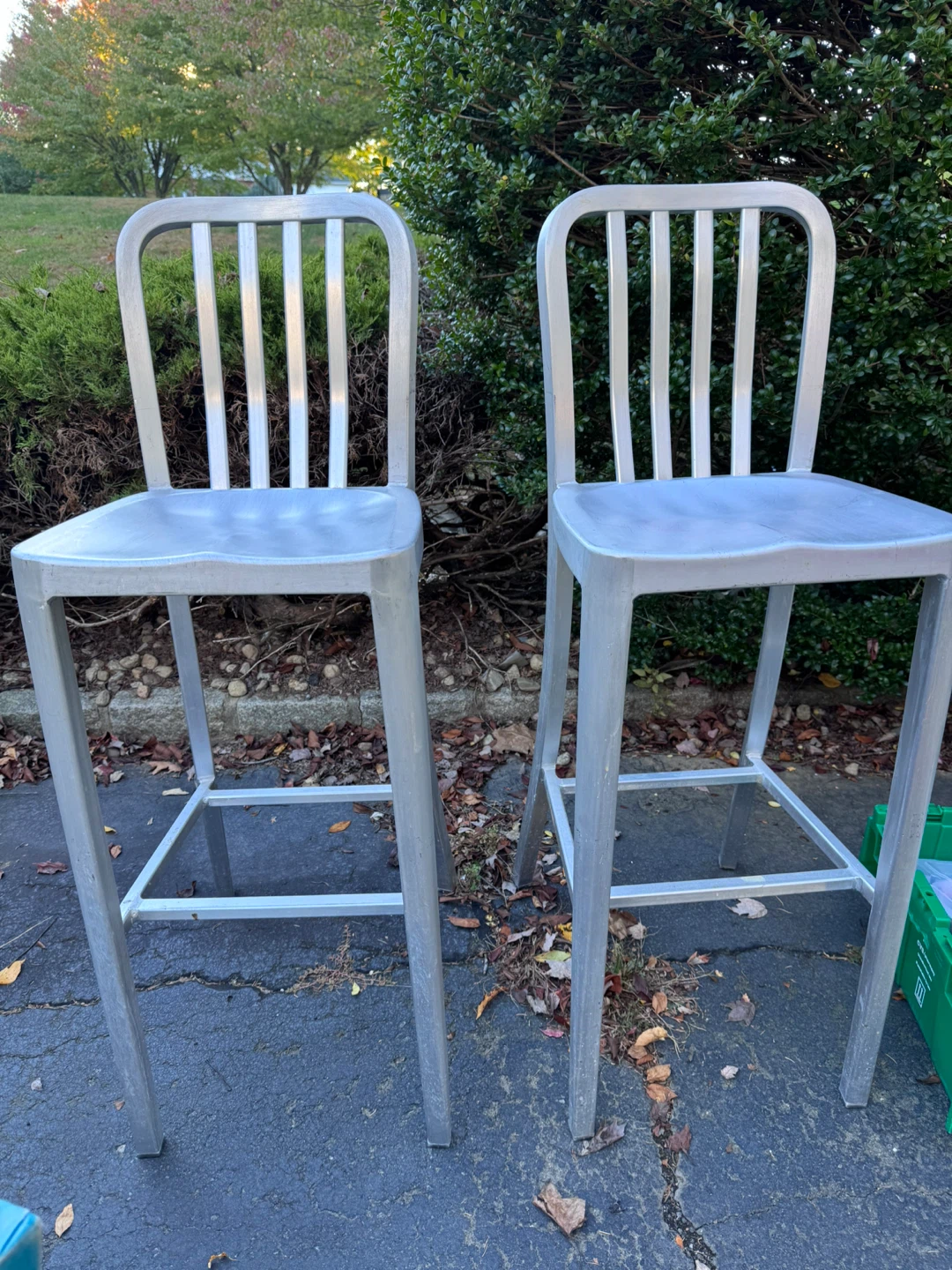 Set of 2 Silver Metal Bar Stools