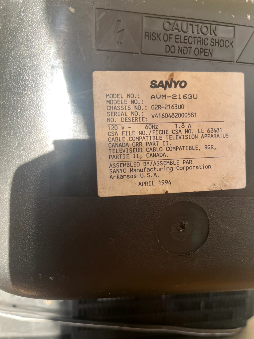1994 Sanyo 21-inch CRT Television - photo 3