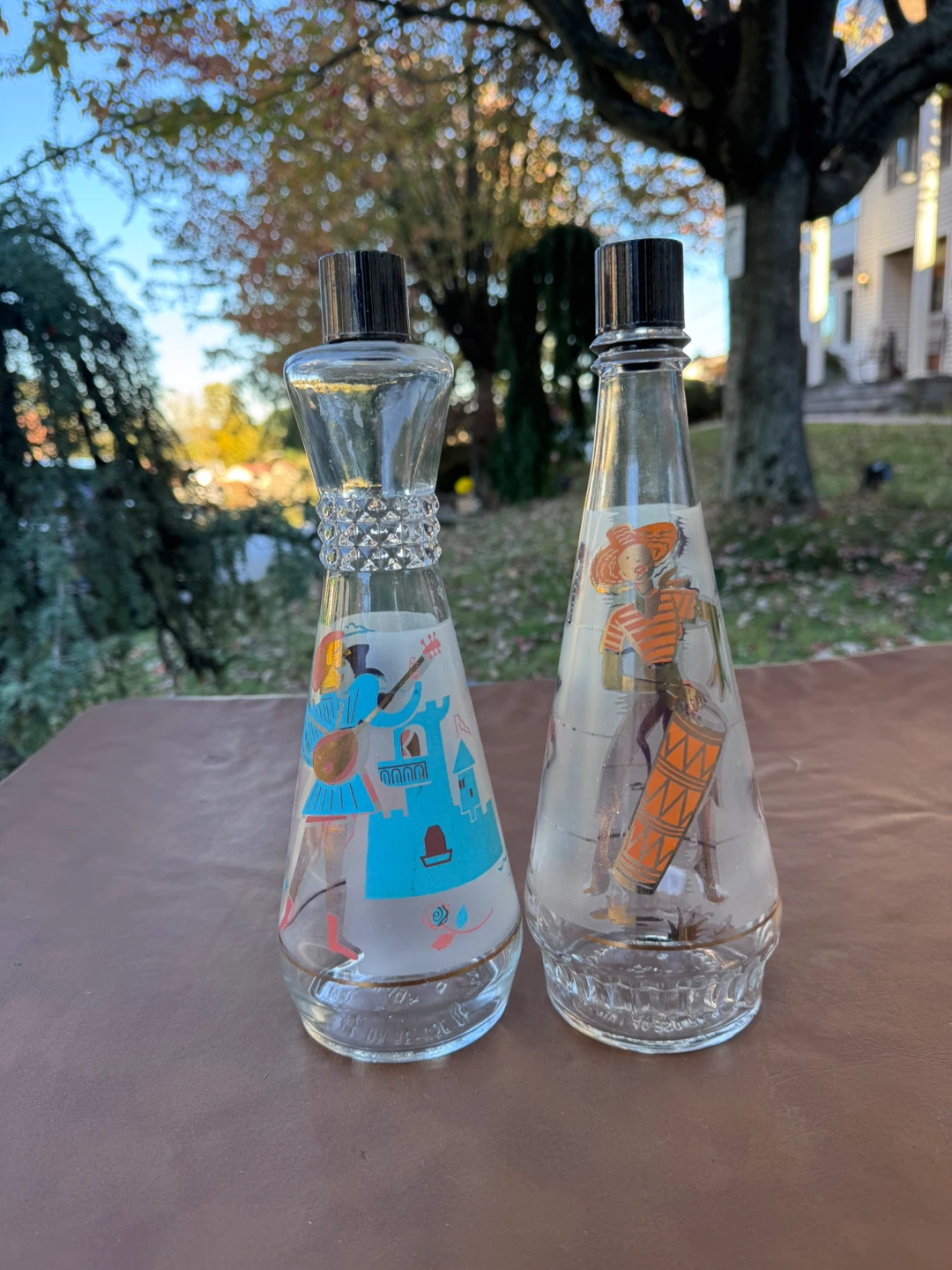 Vintage Frosted Glass Decanter Set