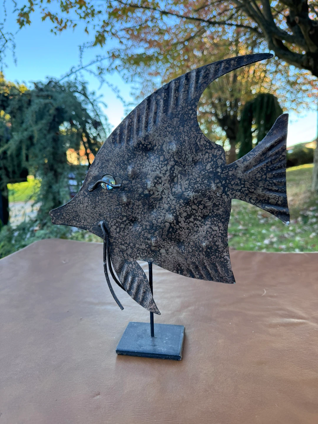 Metal Angel Fish Sculpture