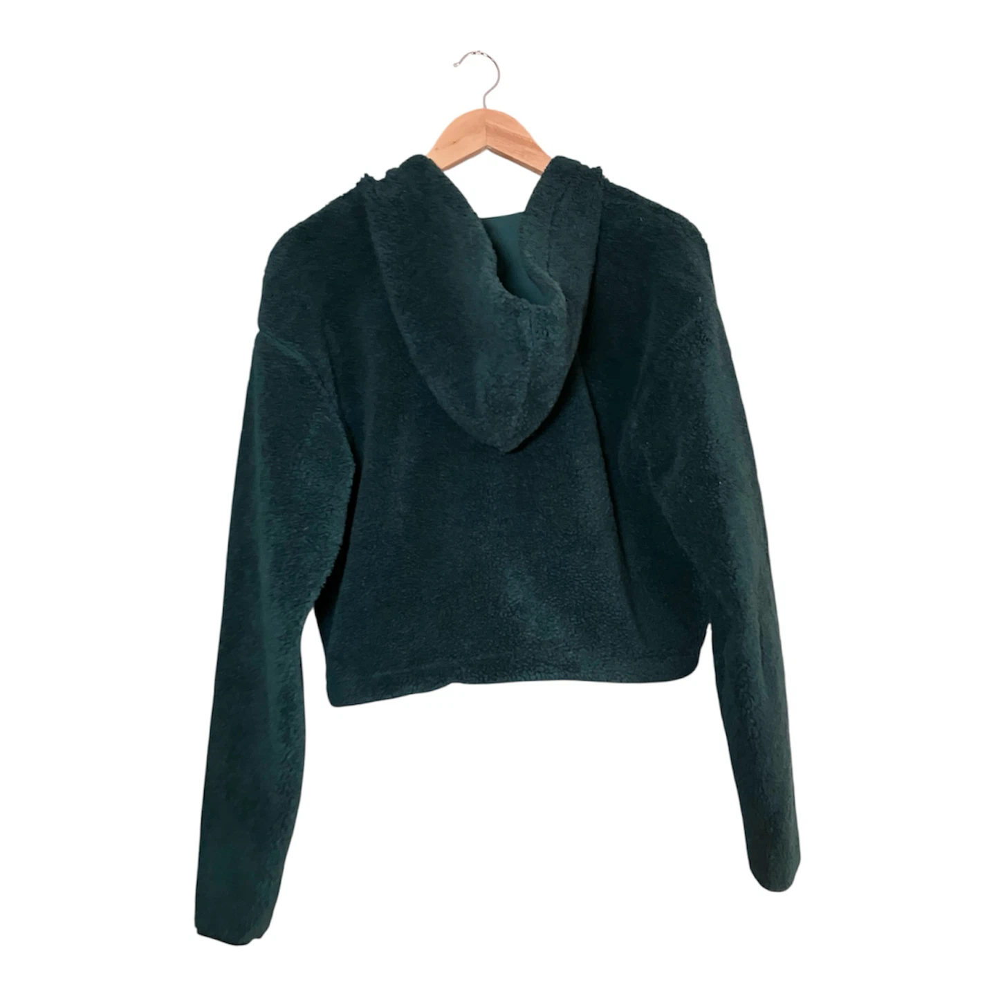 Topshop Dark Forest Green Cropped Teddy Hoodie - photo 3