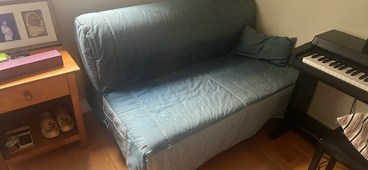 Blue IKEA futon double sofa bed