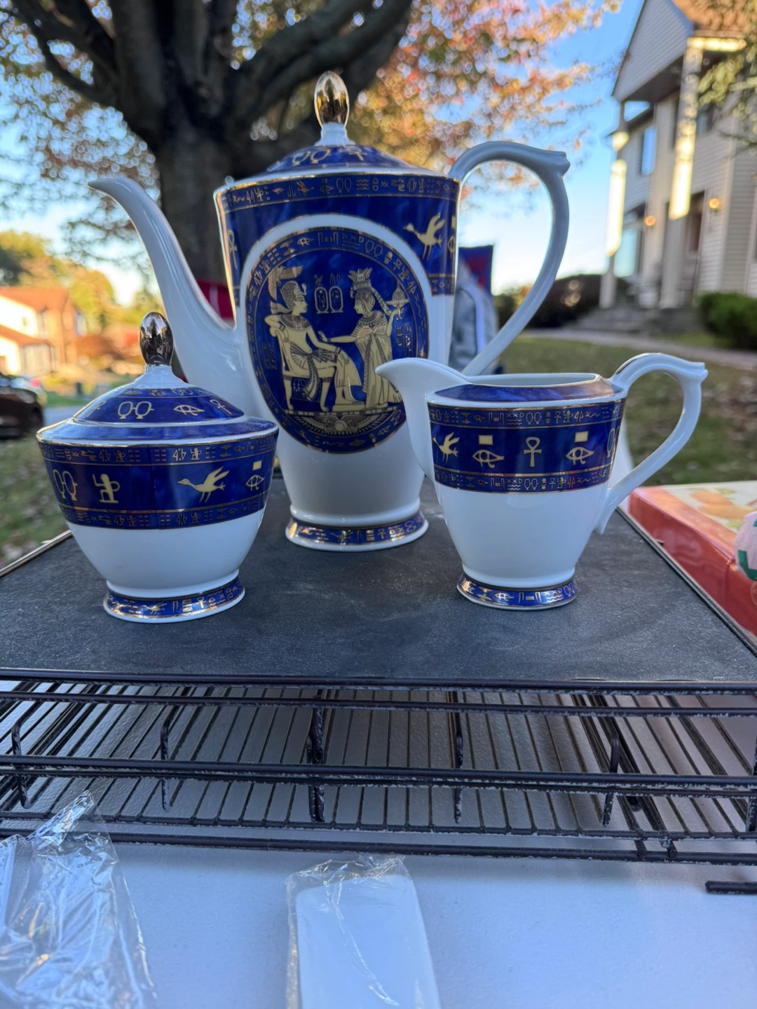 Egyptian Theme Porcelain Tea Set