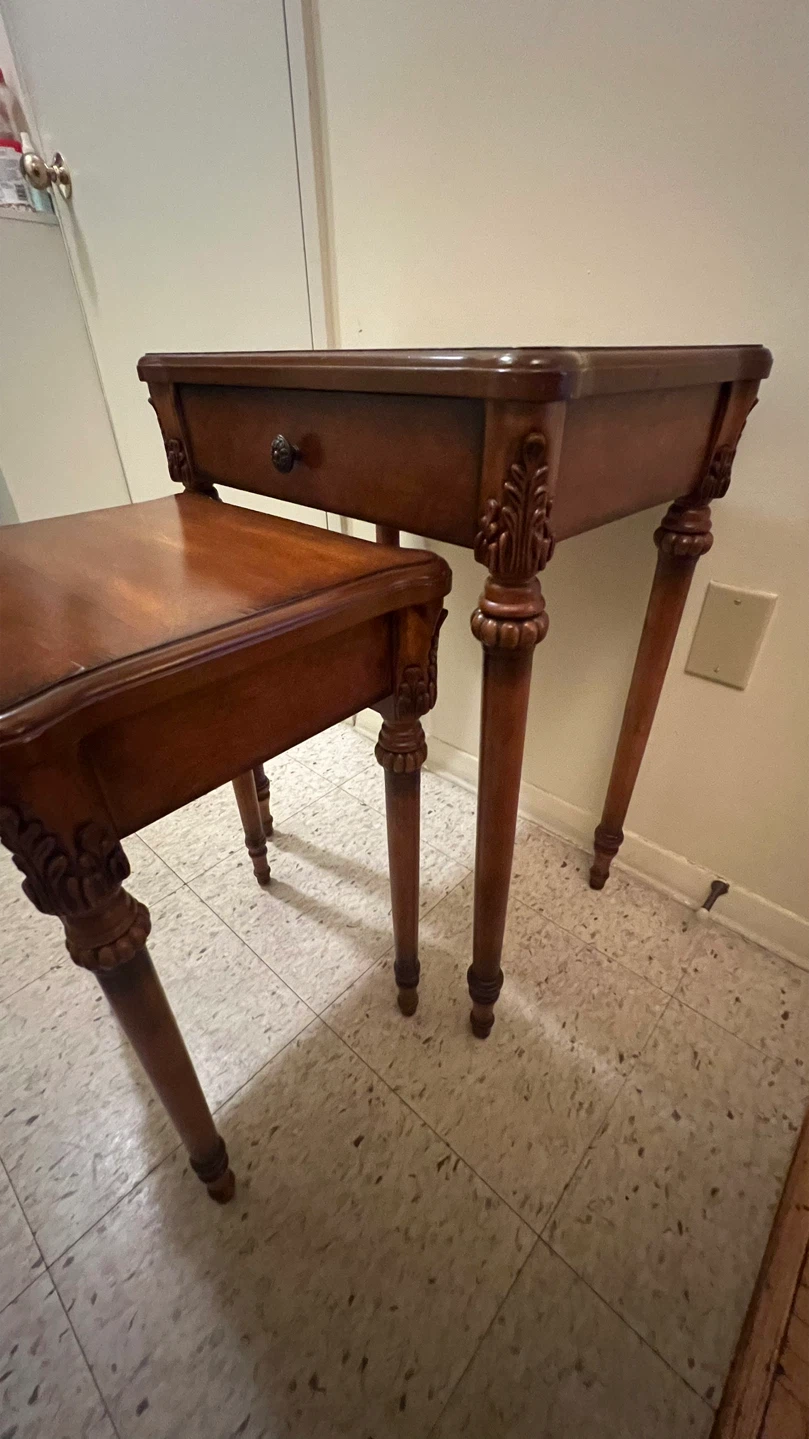 Vintage Traditional Solid Wood Nesting Tables Set with Drawers - photo 4