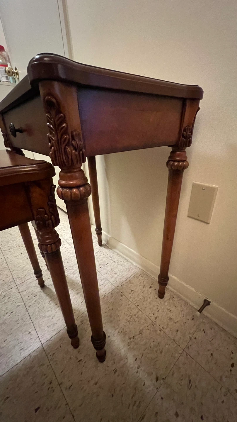 Vintage Traditional Solid Wood Nesting Tables Set with Drawers - photo 5