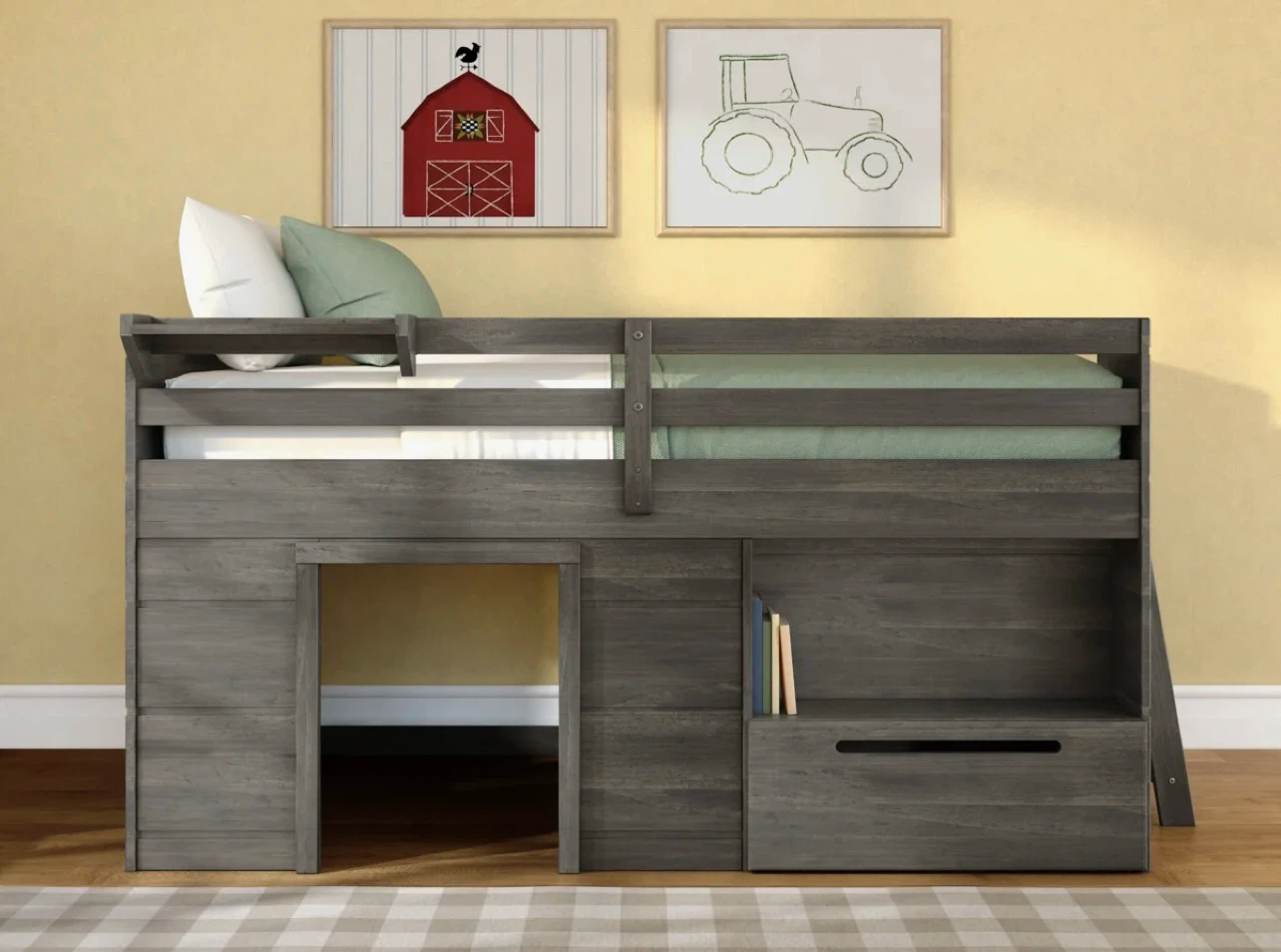 Purdy Hill Twin Solid Wood Low Loft Bed by Harriet Bee
