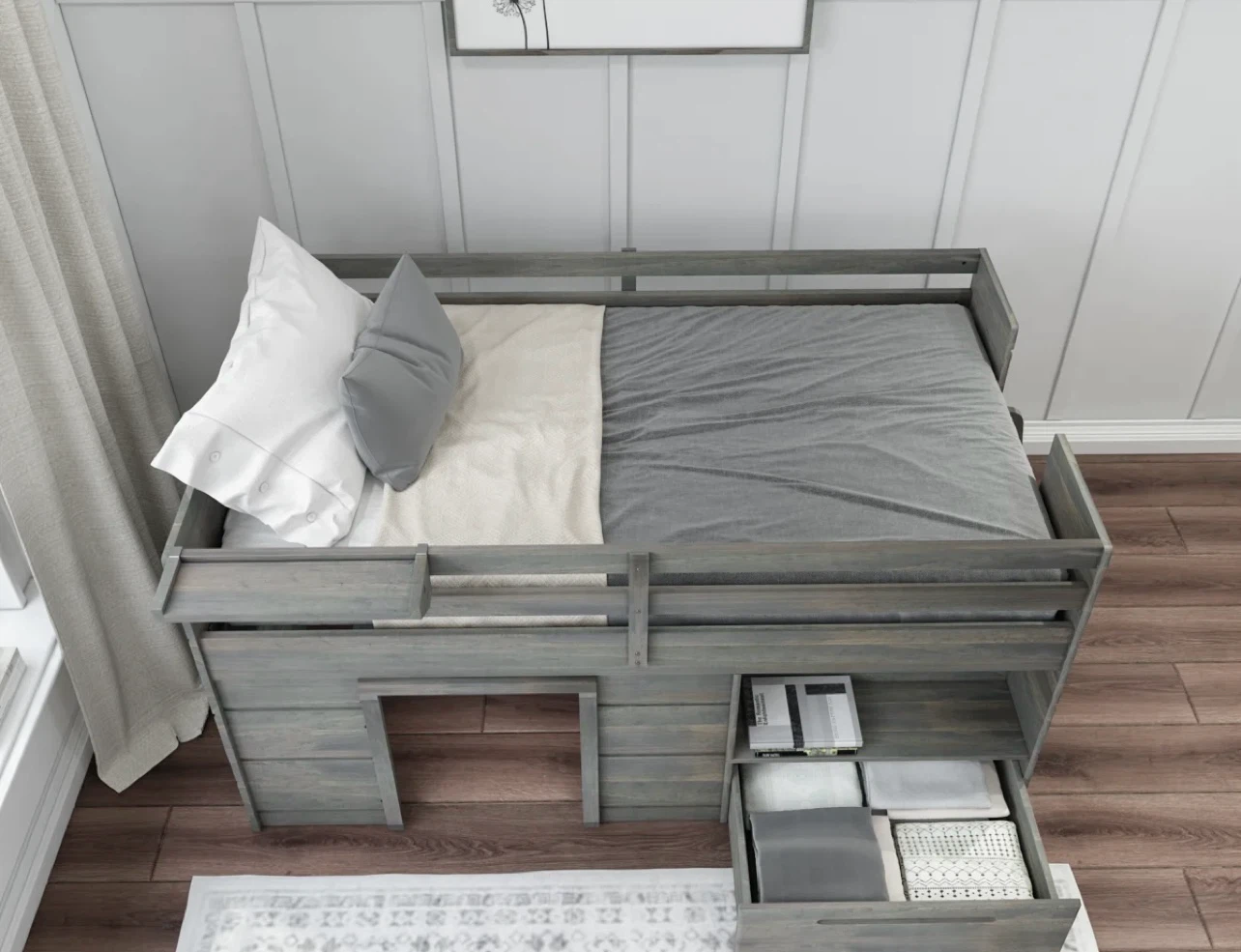 Purdy Hill Twin Solid Wood Low Loft Bed by Harriet Bee - photo 3