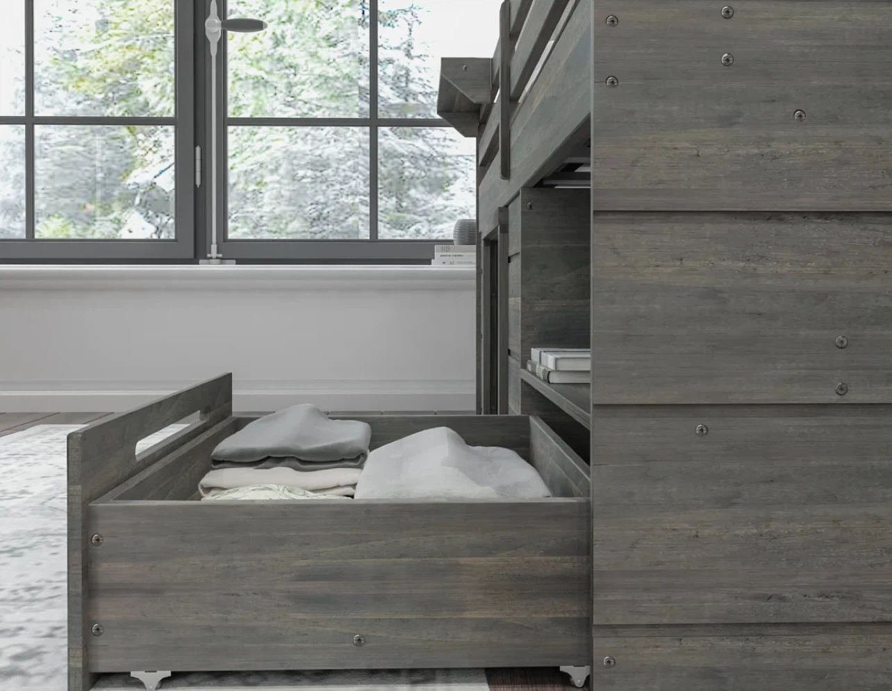 Purdy Hill Twin Solid Wood Low Loft Bed by Harriet Bee - photo 4