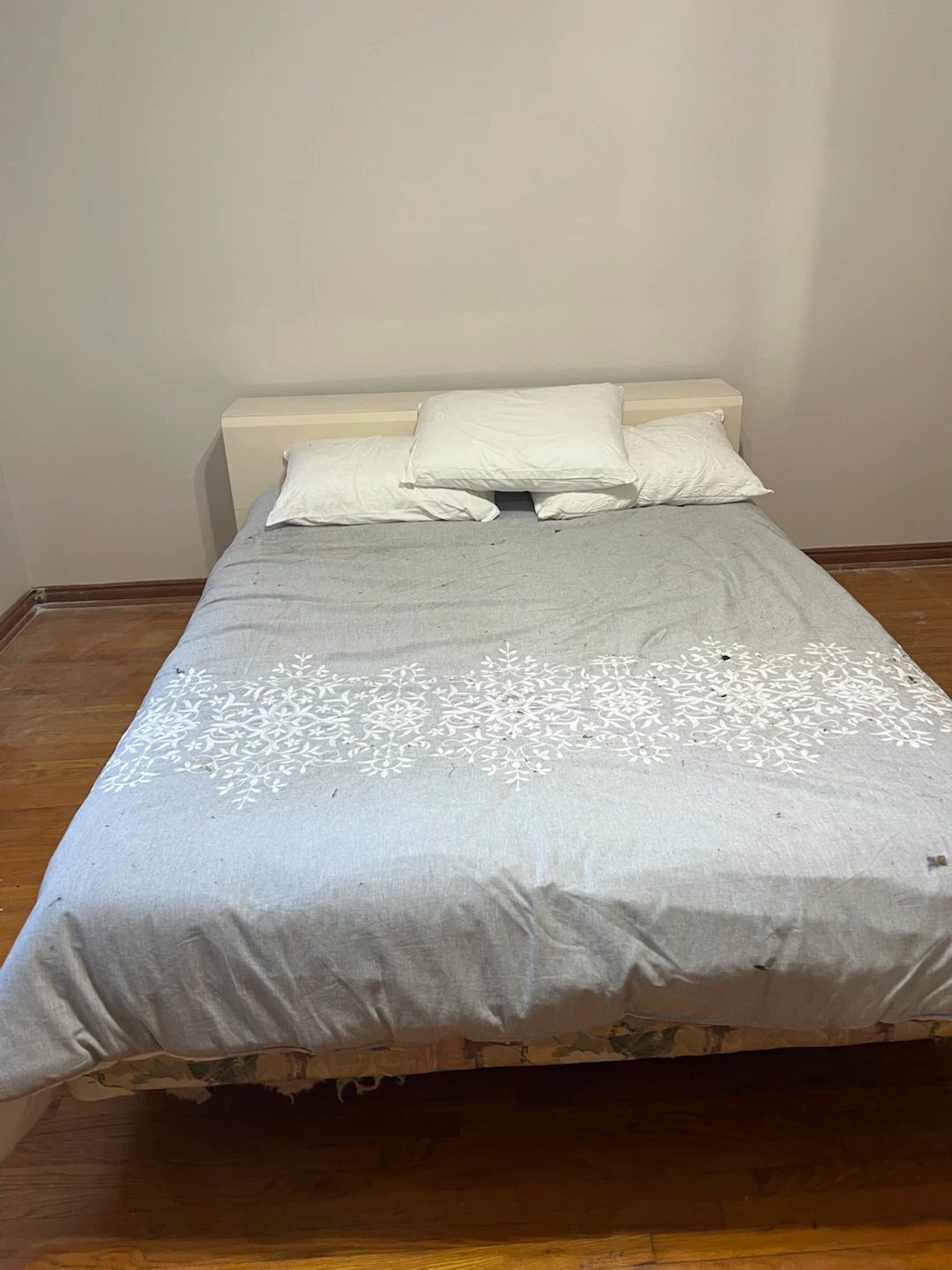 Queen bed mattress and frame with headboard