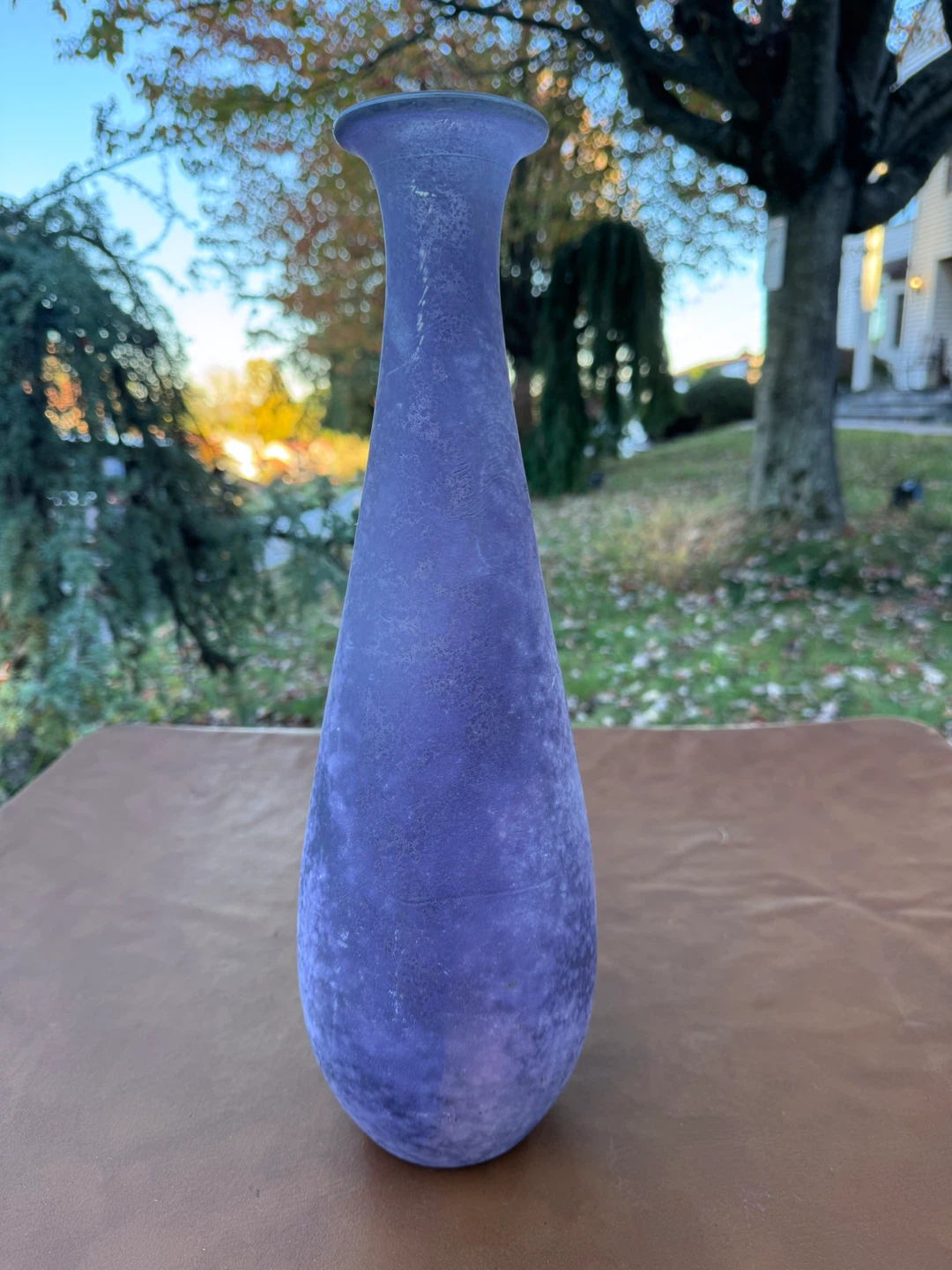 Frosted Purple Glass Bud Vase