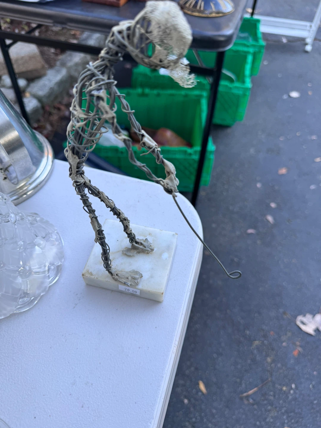 Wire Sculpture Figure on Marble Base