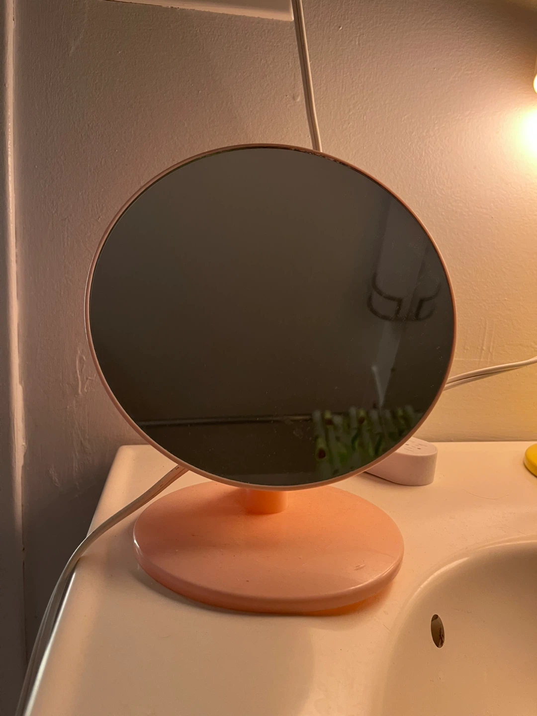 Pink Round Tabletop Mirror
