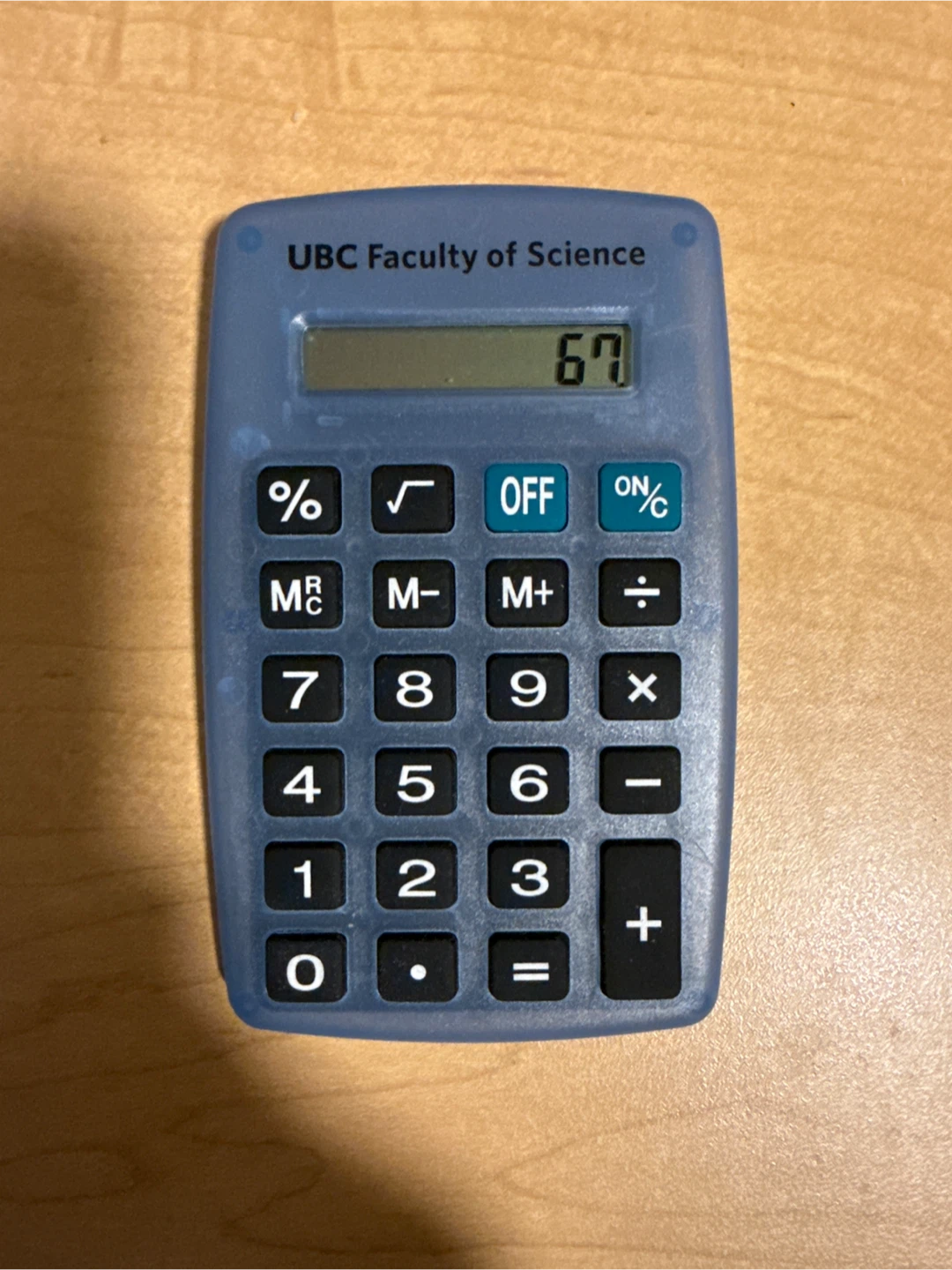 UBC Faculty of Science Blue Pocket Calculator