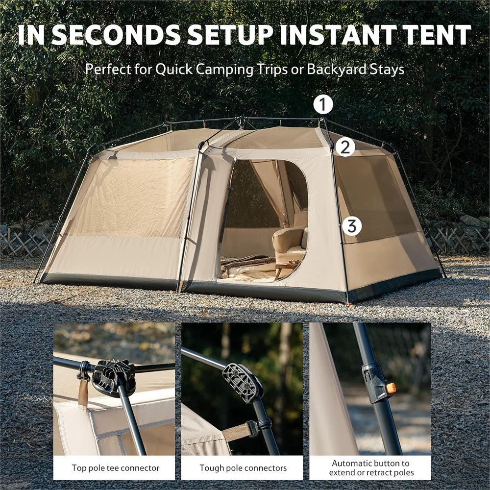 Village Lite Camping 2 Room Tent - 60S Setup - 8 Person - New - photo 5