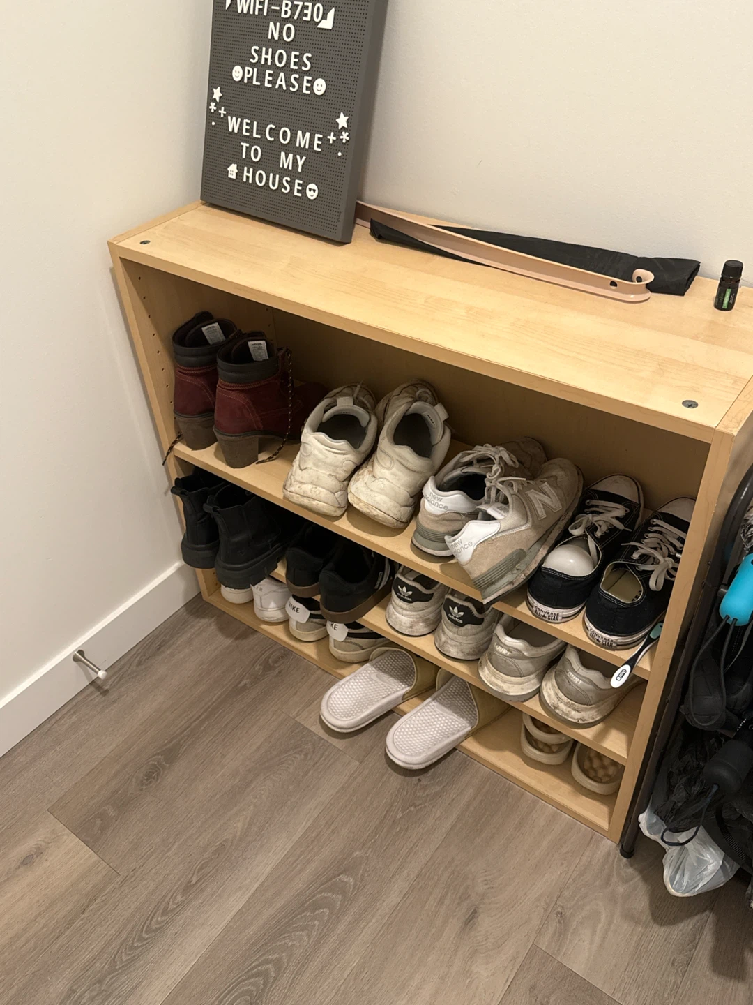 Light Wood Laminate Shoe Rack