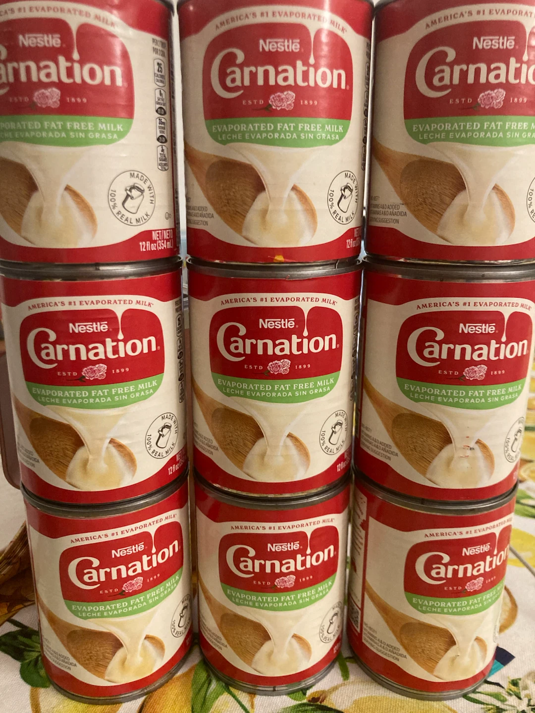 Nestle Carnation Evaporated Fat Free Milk 12 oz _ 9 cans!