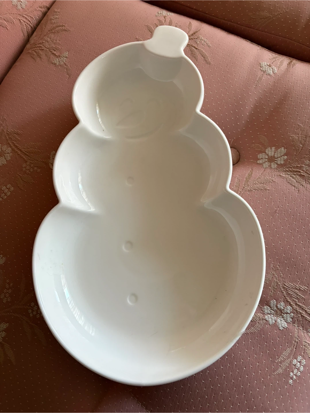 White Snowman Ceramic Serving Dish