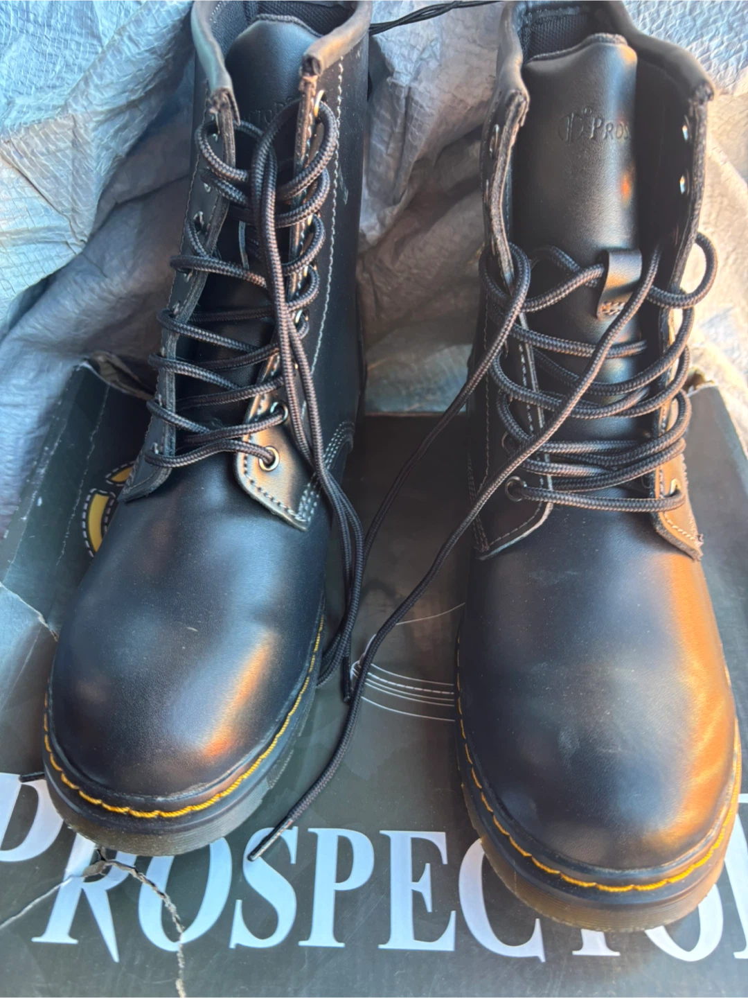 Prospector black lace-up boots