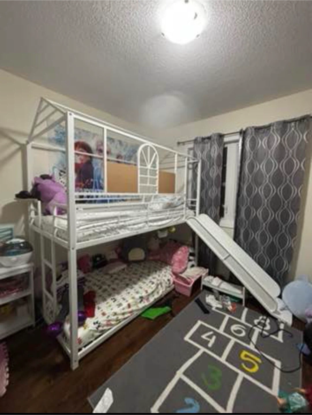 White Metal House-Style Bunk Bed with Slide - photo 3