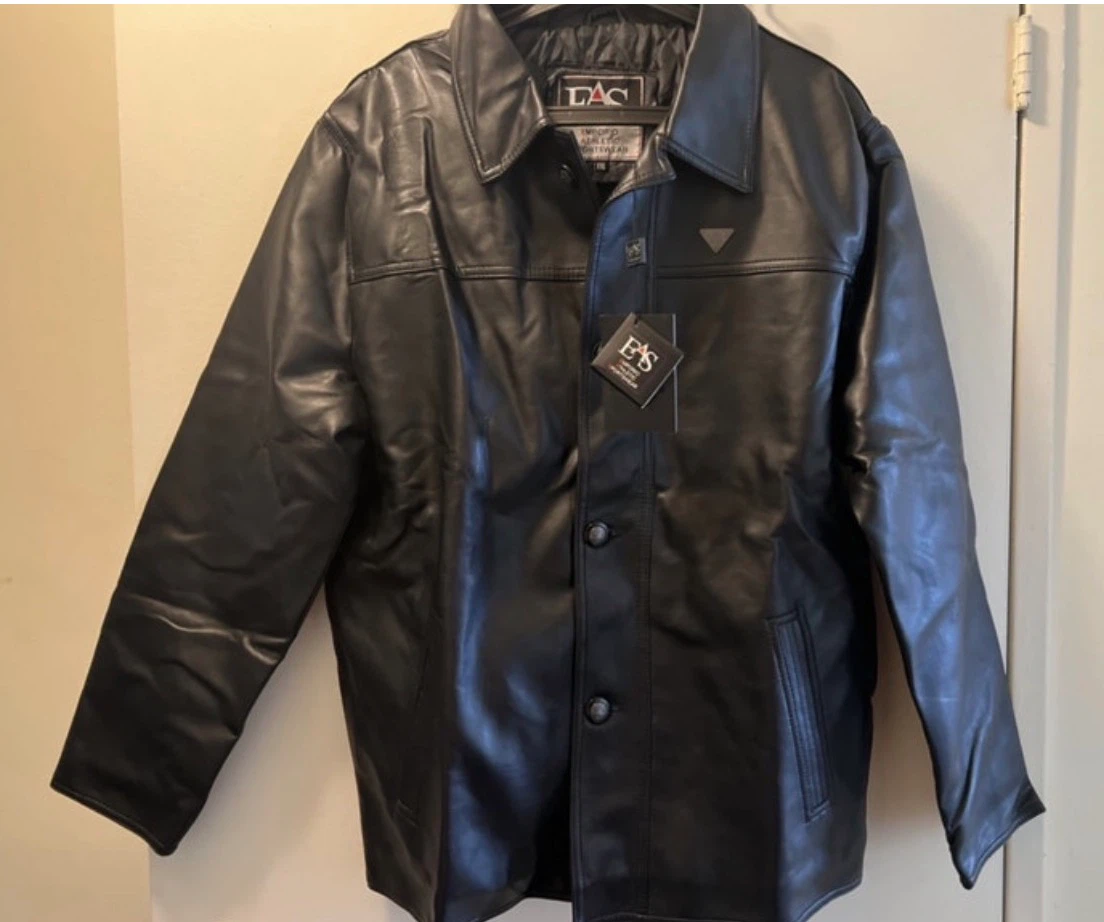 New-NWT EA'S Black Faux Leather Jacket Button-Up Blazer Coat