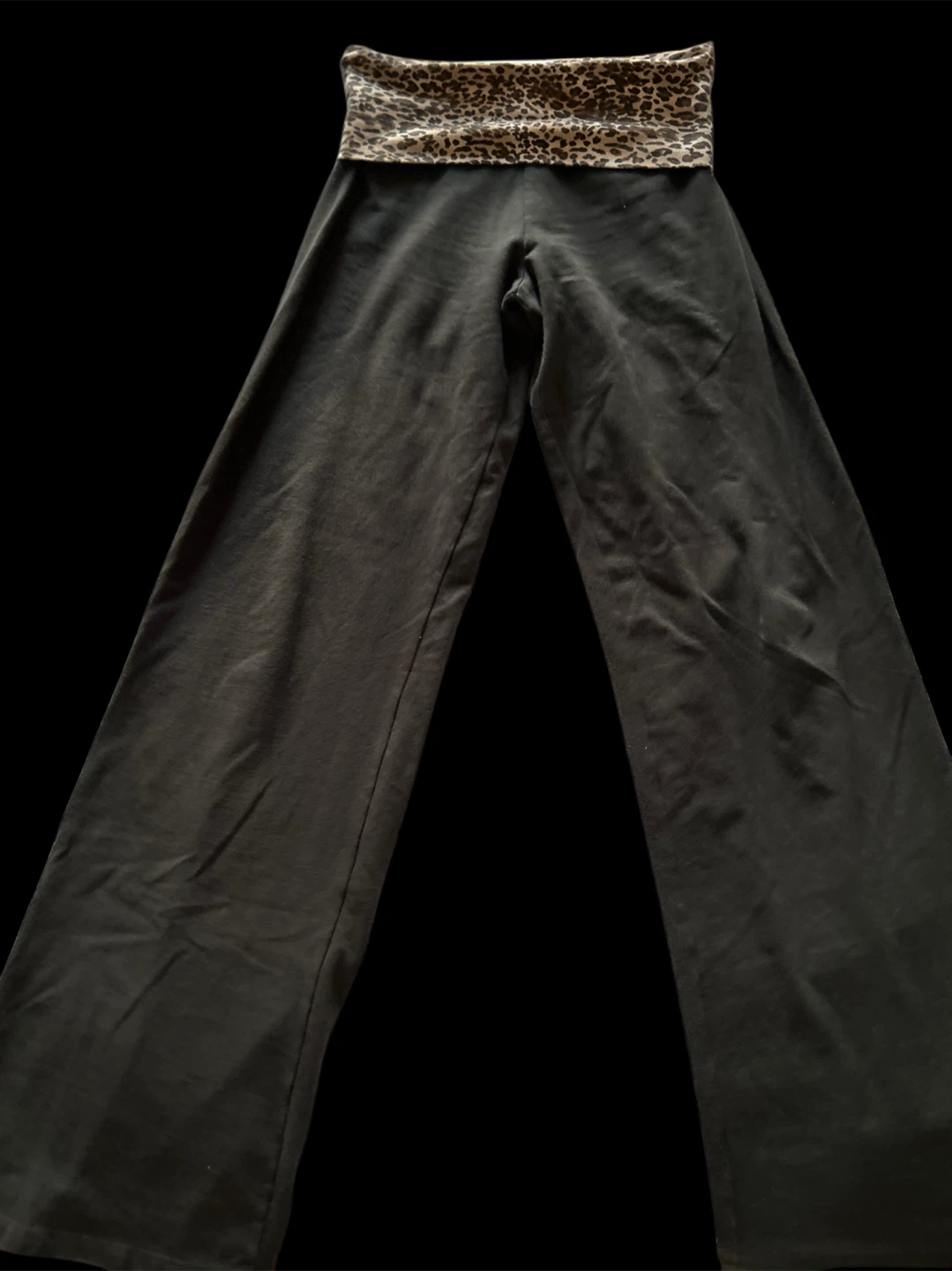 Brandy Black Yoga Pants with Leopard Print Waistband - photo 2