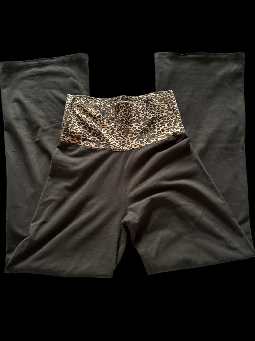 Brandy Black Yoga Pants with Leopard Print Waistband - photo 3