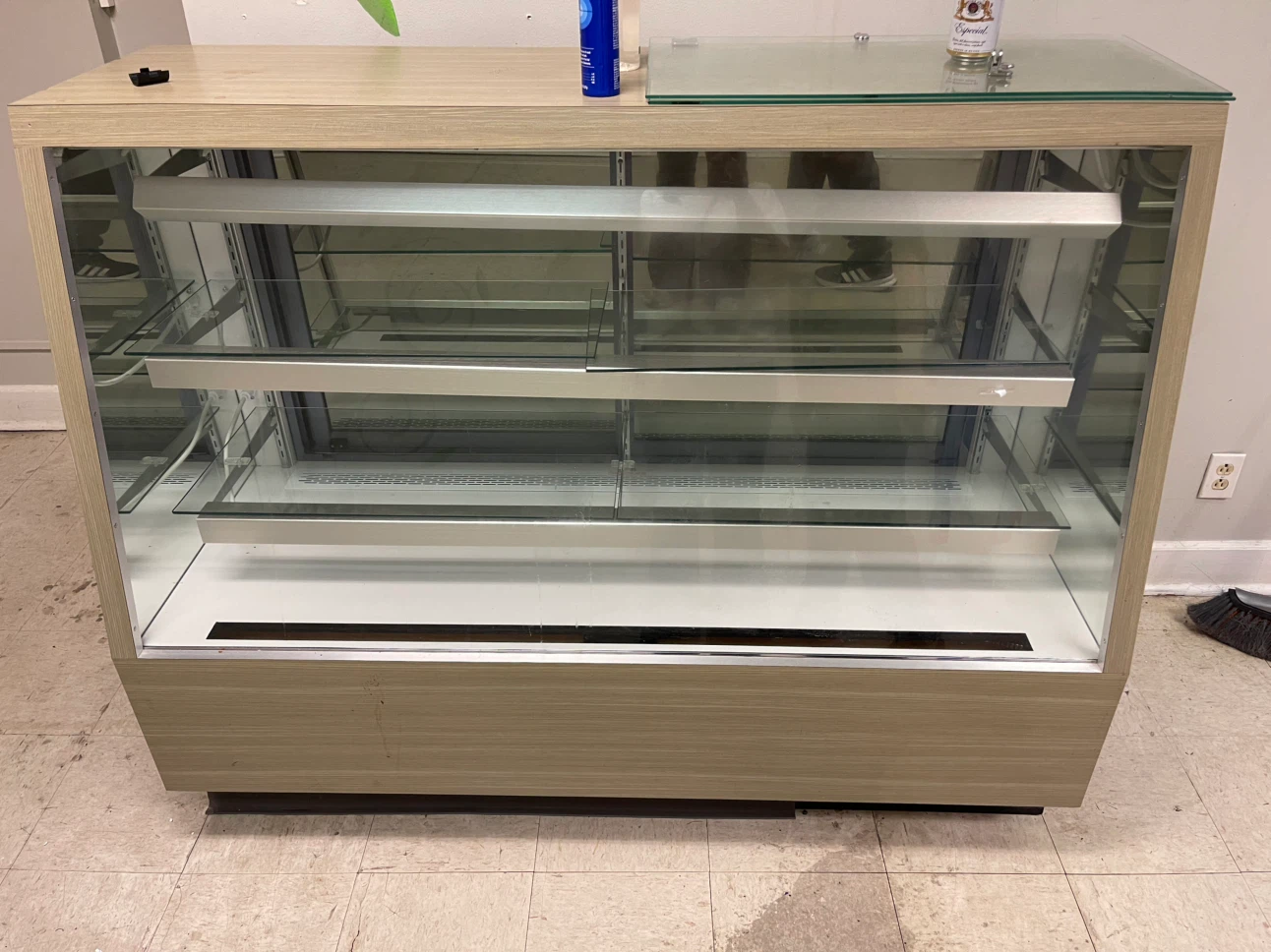 Glass Display Case with Wood Finish