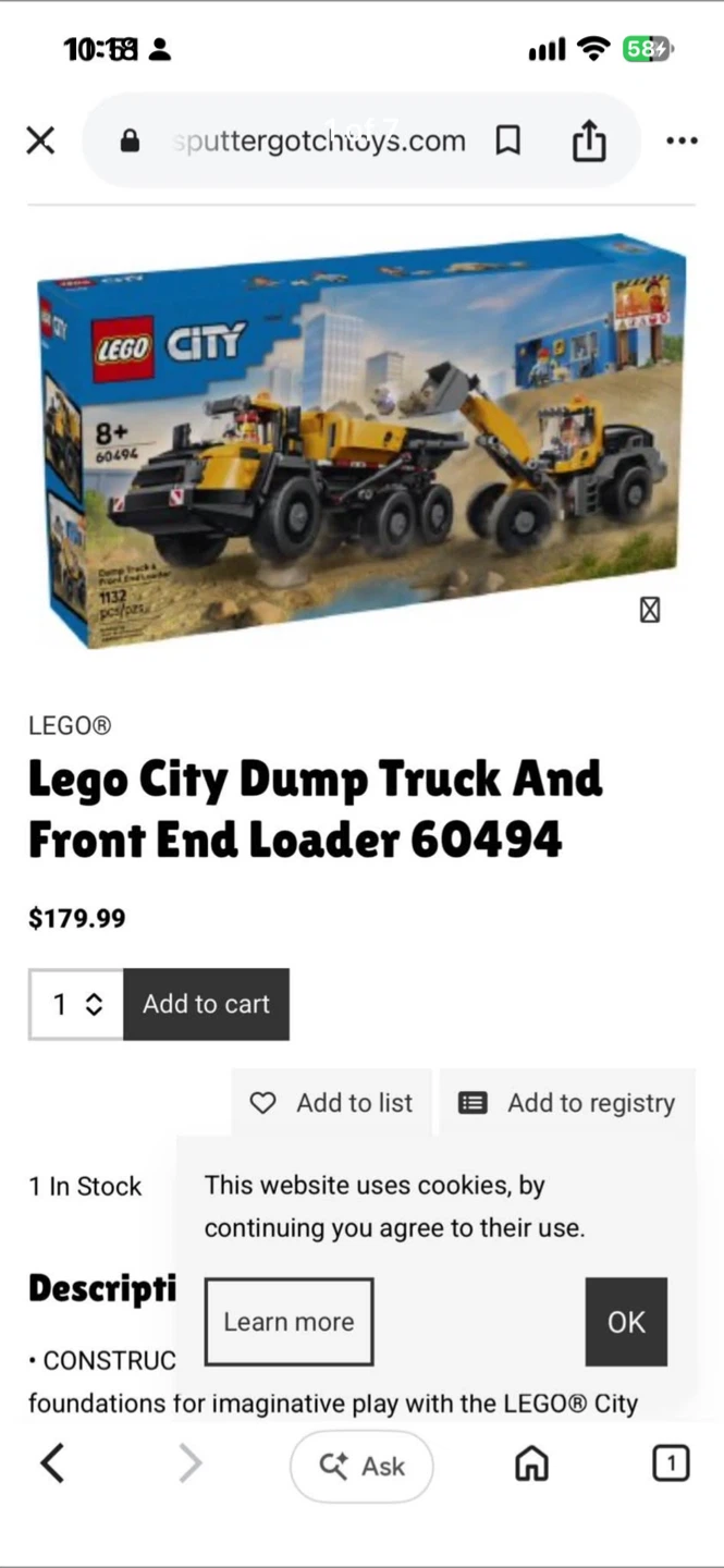 LEGO City Dump Truck and Front End Loader 60494